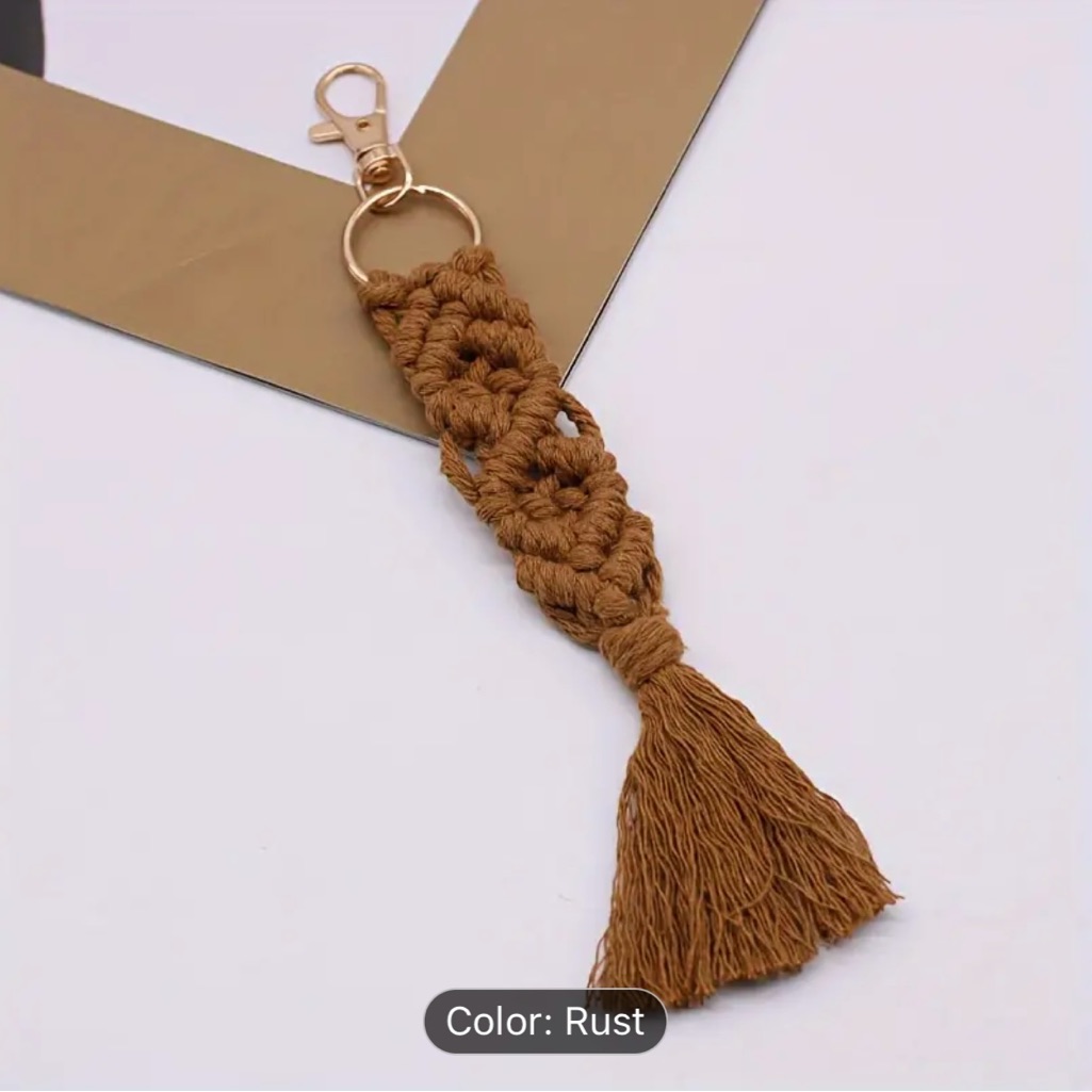 Rust Macrame Tassel Keychain